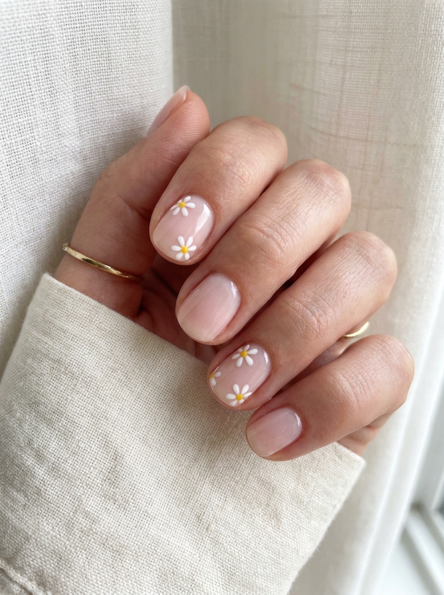 Simple Daisy Accent Nails – gepflegte Nagelidee 2026